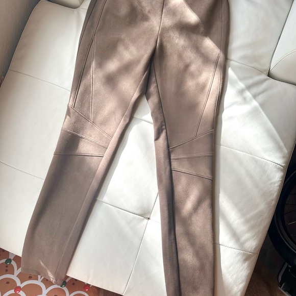 New White House Black Market brown khaki Suede like Pant Leggings size 4 - Picture 4 of 8